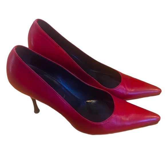 Prada Burgundy Leather Stiletto Pumps - Picture 3 of 6